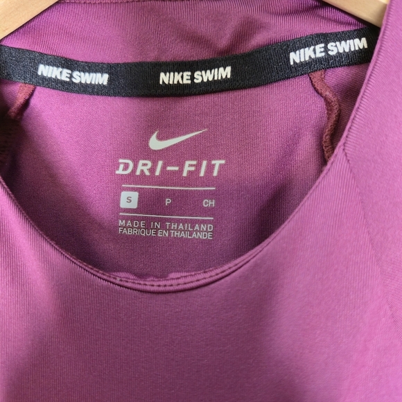 Nike Long Sleeve Hydro Rash Guard UPF40+ Dusty Rose Swim Shirt Size S - Picture 7 of 9